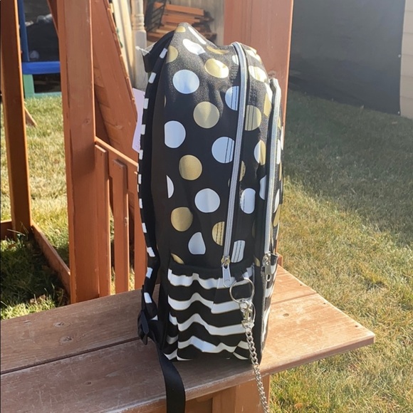 Black Stripe & Dot Initial Backpack & Wristlet “F” - Picture 6 of 6